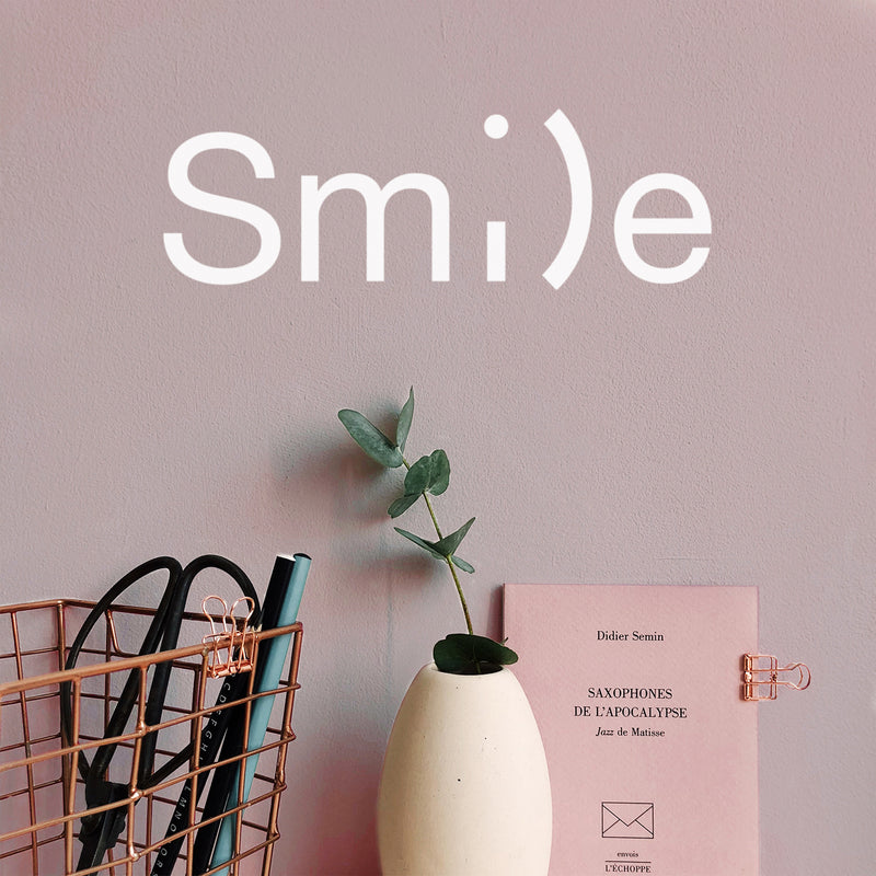 Vinyl Wall Art Decal - Smile - 6" x 18" - Happy Face Modern Inspirational Positive Quote Sticker For Home Office Bedroom Living Room Kids Room School Playroom Coffee Shop Decor 3