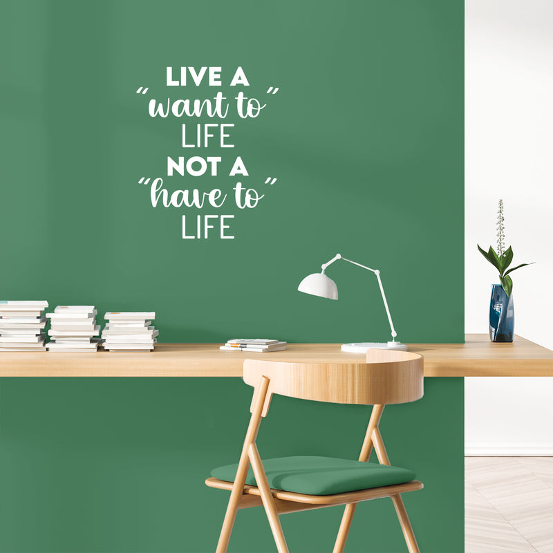 Vinyl Wall Art Decal - Live A "Want To" Life Not A "Have To" Life - 20" x 16.5" - Trendy Inspiring Cute Positive Mind Quote Sticker For Bedroom Living Room School Office Coffee Shop Decor 3