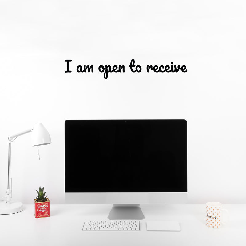 Vinyl Wall Art Decal - I Am Open To Receive - Trendy Inspiring Cute Positive Lovely Quote Sticker For Bedroom Kids Room Living Room Playroom School Office Coffee Shop Decor 2