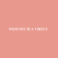 Vinyl Wall Art Decal - Patience Is A Virtue - 2" x 30" - Trendy Cute Inspiring Positive Mind Quote Sticker For Office Work Business Front Store Coffee Shop School Classroom Home Bedroom Decor 1