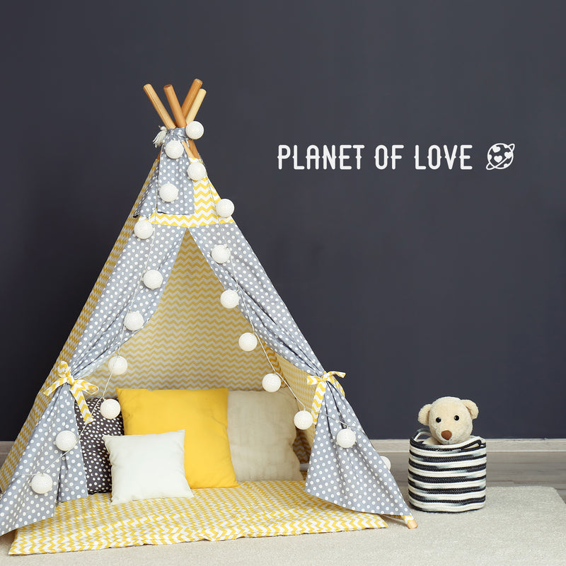 Vinyl Wall Art Decal - Planet Of Love - 3" x 30" - Trendy Inspiring Positive Lovely Quote Sticker For Bedroom Kids Room Playroom Nursery Daycare Classroom Cute Decor 3