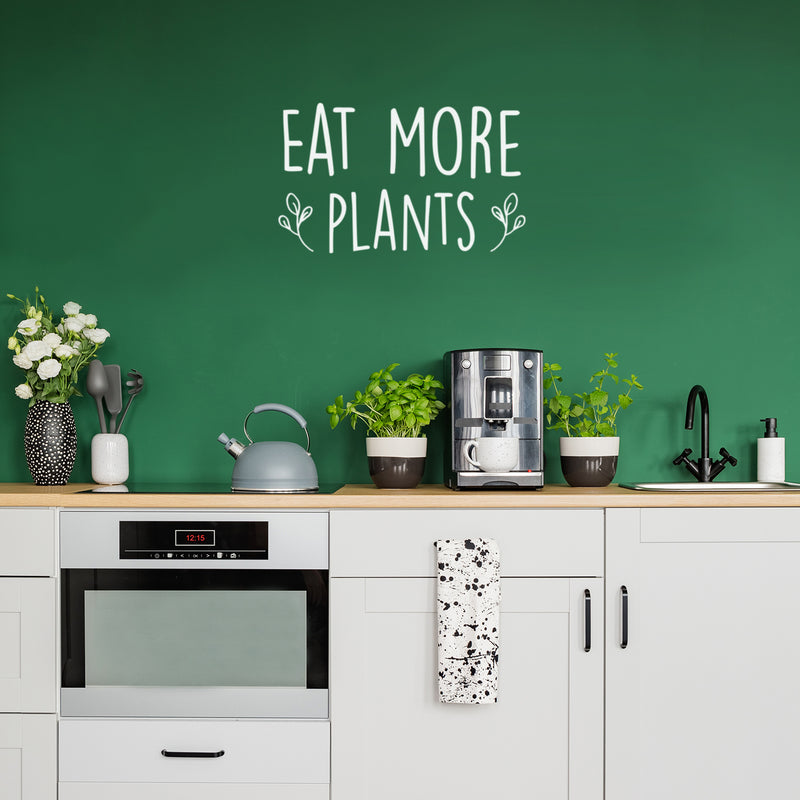 Vinyl Wall Art Decal - Eat More Plants - 15" x 25" - Trendy Motivational Minimal Quote Sticker For Family Home Office Living Room Entryway Plants Health Patio Decor 2