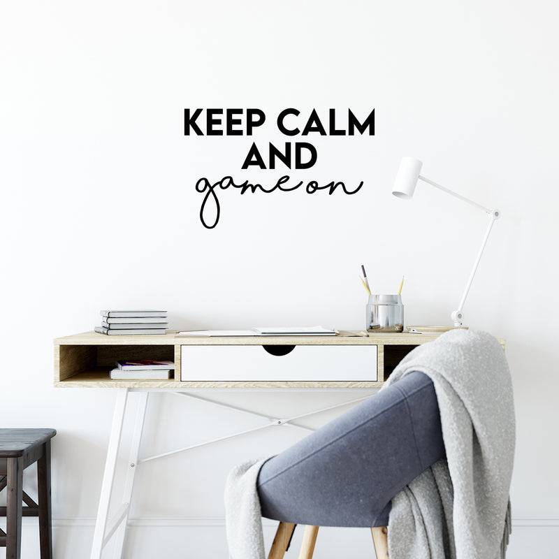 Vinyl Wall Art Decal - Keep Calm And Game On - 16" x 25" - Modern Inspirational Optimism Quote Sticker For Home Office Bedroom Closet Living Room Coffee Shop Decor 2