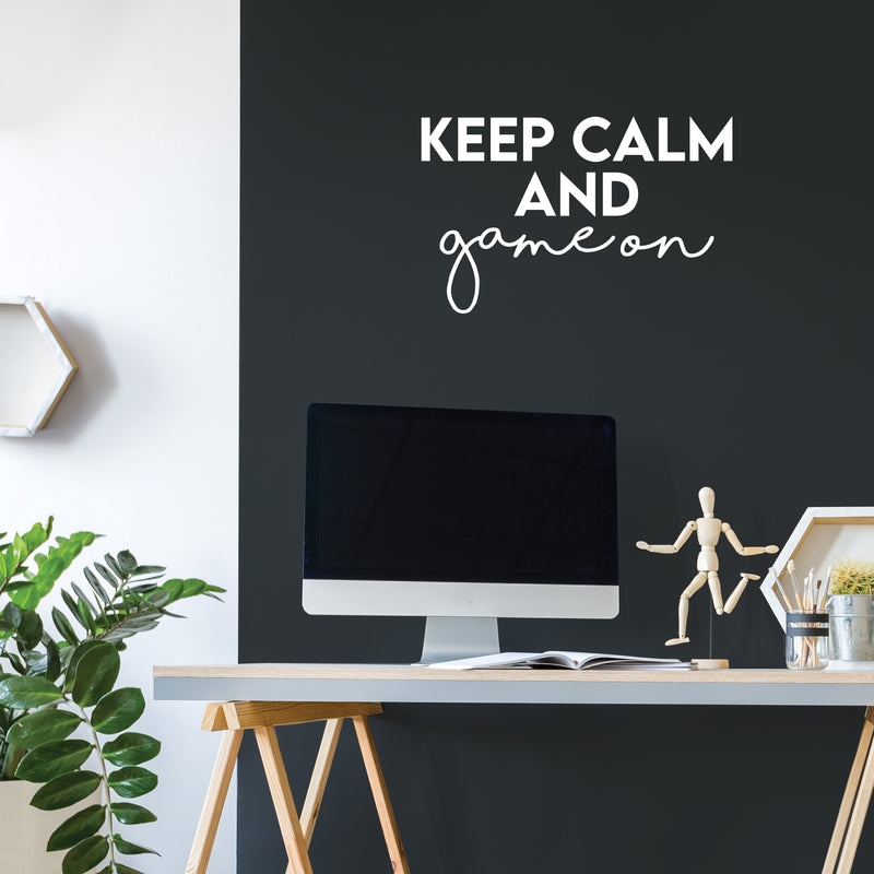 Vinyl Wall Art Decal - Keep Calm And Game On - 16" x 25" - Modern Inspirational Optimism Quote Sticker For Home Office Bedroom Closet Living Room Coffee Shop Decor 2
