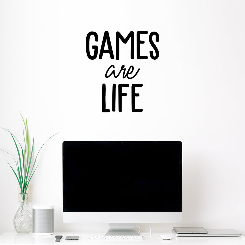 Vinyl Wall Art Decal - Games Are Life - - Trendy Inspiring Fun Positive Quote Sticker For Bedroom Kids Room Living Room Gaming Room Playroom Daycare School Office Coffee Shop Decor 2