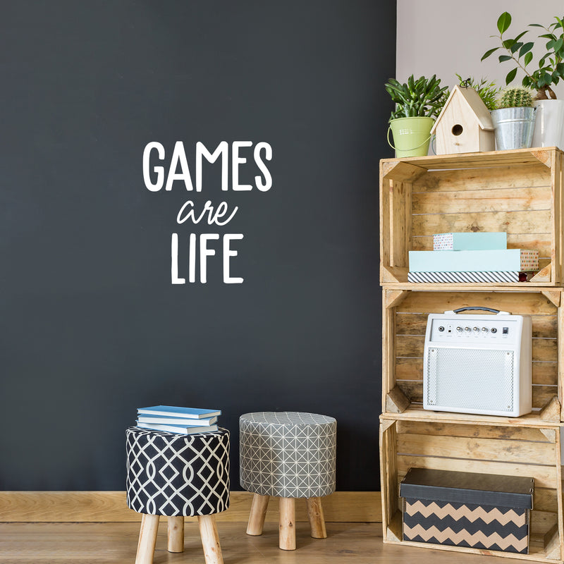 Vinyl Wall Art Decal - Games Are Life - 18" x 16.5" - Trendy Inspiring Fun Positive Quote Sticker For Bedroom Kids Room Living Room Gaming Room Playroom Daycare School Office Coffee Shop Decor 2