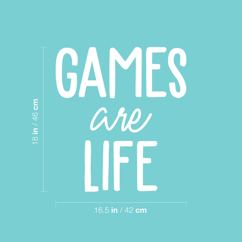 Vinyl Wall Art Decal - Games Are Life - 18" x 16.5" - Trendy Inspiring Fun Positive Quote Sticker For Bedroom Kids Room Living Room Gaming Room Playroom Daycare School Office Coffee Shop Decor 4