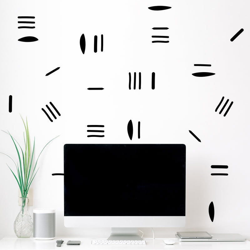 Set Of 37 Vinyl Wall Art Decal - Wonky Stripes Pattern - From Each - Cute Adhesive Sticker Minimalist Design For Home Bedroom Living Room Work Office Classroom Decor 2