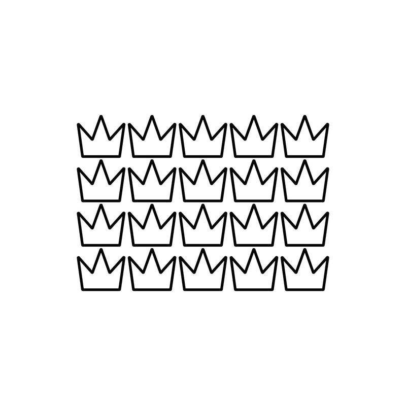 Set Of 20 Vinyl Wall Art Decal - Crowns Pattern - From 3.5" x 4" Each - Cute Adhesive Sticker Plants Design For Girls Bedroom Kids Room Playroom Home School Classroom Nursery Decor 1