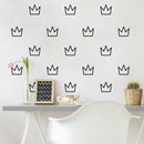 Set Of 20 Vinyl Wall Art Decal - Crowns Pattern - From 3.5" x 4" Each - Cute Adhesive Sticker Plants Design For Girls Bedroom Kids Room Playroom Home School Classroom Nursery Decor 3