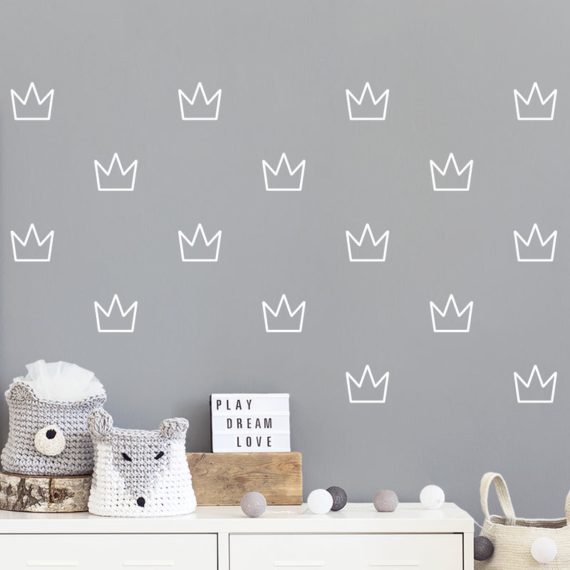 Set Of 20 Vinyl Wall Art Decal - Crowns Pattern - From 3.5" x 4" Each - Cute Adhesive Sticker Plants Design For Girls Bedroom Kids Room Playroom Home School Classroom Nursery Decor 2