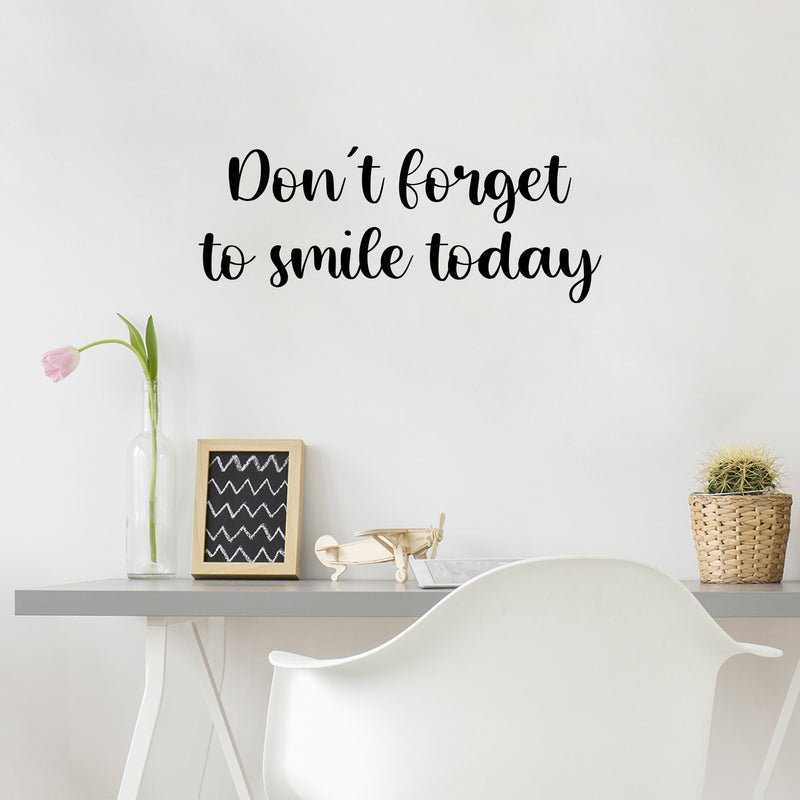 Vinyl Wall Art Decal - Don't Forget To Smile Today - 10" x 25" - Modern Inspirational Positive Self-Esteem Quote Sticker For Home Office Bedroom Closet Living Room Coffee Shop Decor 2