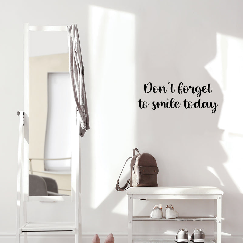 Vinyl Wall Art Decal - Don't Forget To Smile Today - Modern Inspirational Positive Self-Esteem Quote Sticker For Home Office Bedroom Closet Living Room Coffee Shop Decor 3