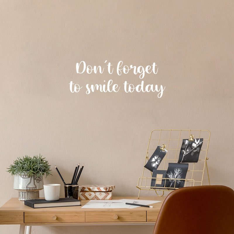 Vinyl Wall Art Decal - Don't Forget To Smile Today - 10" x 25" - Modern Inspirational Positive Self-Esteem Quote Sticker For Home Office Bedroom Closet Living Room Coffee Shop Decor 3