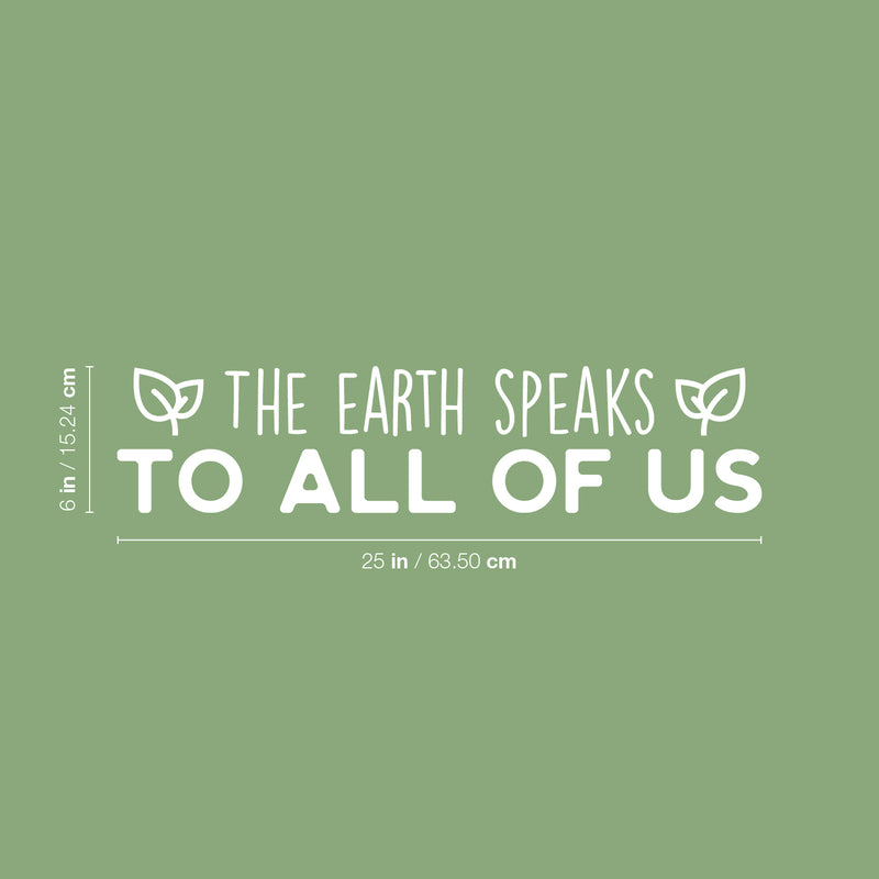 Vinyl Wall Art Decal - The Earth Speaks To All Of Us - 6" x 25" - Trendy Cute Positive Motivational Mind Change Quote Sticker For Home Living Room School Office Business Coffee Shop Decor 4