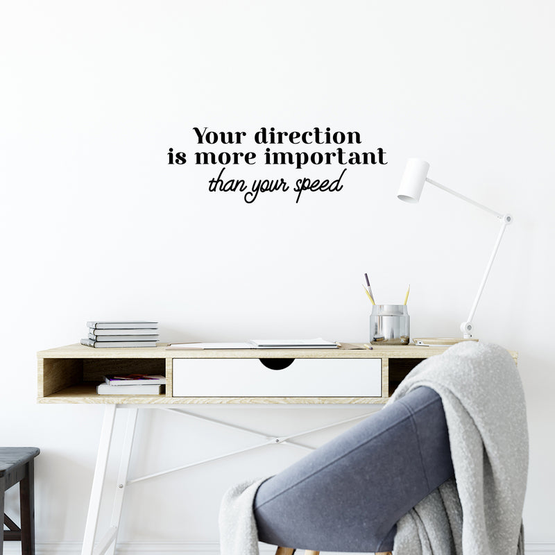 Vinyl Wall Art Decal - Your Direction Is More Important Than Your Speed - 8.5" x 25" - Modern Motivational Goals Quote Sticker For Home Bedroom Work Office Living Room Classroom Decor 2