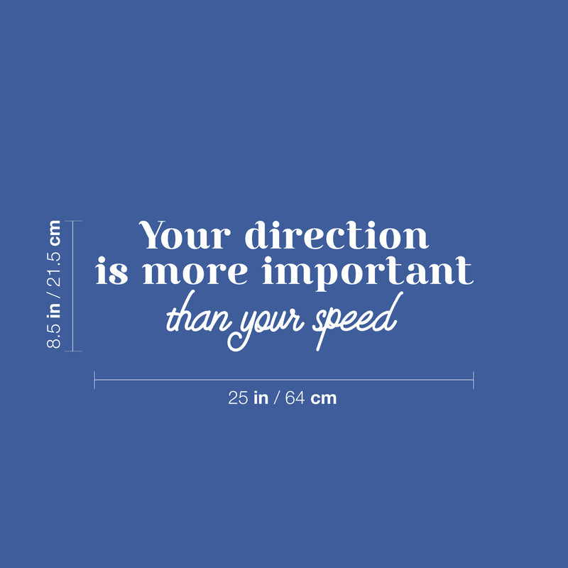 Vinyl Wall Art Decal - Your Direction Is More Important Than Your Speed - 8.5" x 25" - Modern Motivational Goals Quote Sticker For Home Bedroom Work Office Living Room Classroom Decor 4