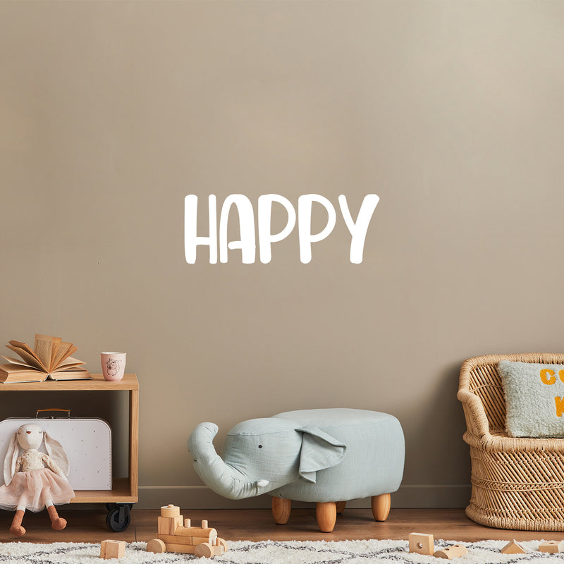 Vinyl Wall Art Decal - Happy - 9" x 25" - Modern Inspirational Positive Self-Esteem Quote Sticker For Home Office Bedroom Closet Living Room Coffee Shop Decor 2