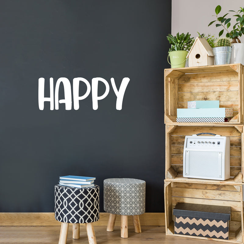 Vinyl Wall Art Decal - Happy - 9" x 25" - Modern Inspirational Positive Self-Esteem Quote Sticker For Home Office Bedroom Closet Living Room Coffee Shop Decor 3