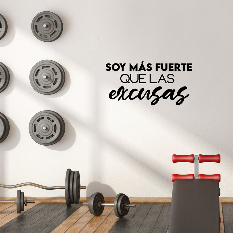 Vinyl Wall Art Decal - Soy Más Fuerte Que Las Excusas / I Am Stronger Than Excuses - 15"x 30"- Inspirational Modern Cute Positive Spanish Quote Sticker For Bedroom School Office Gym Fitness Decor 3