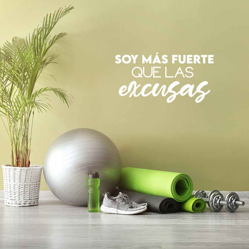 Vinyl Wall Art Decal - Soy Más Fuerte Que Las Excusas / I Am Stronger Than Excuses - Trendy Motivational Positive Spanish Quote Sticker For Bedroom School Office Gym Fitness Decor 5