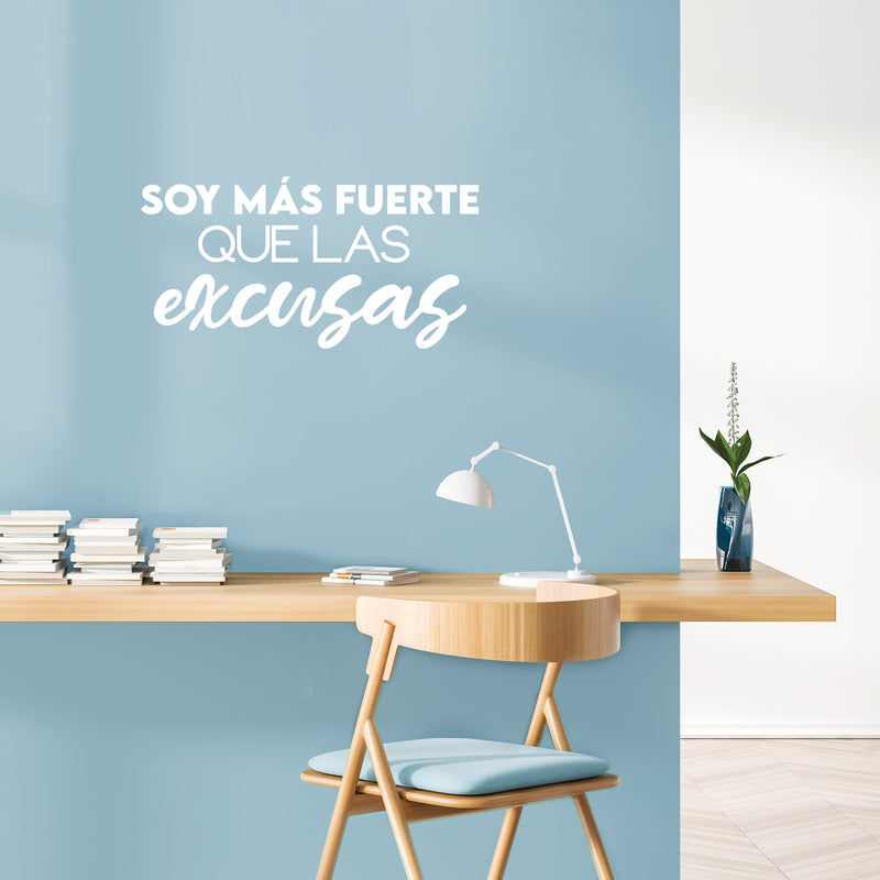 Vinyl Wall Art Decal - Soy Más Fuerte Que Las Excusas / I Am Stronger Than Excuses - 15"x 30"- Inspirational Modern Cute Positive Spanish Quote Sticker For Bedroom School Office Gym Fitness Decor 2