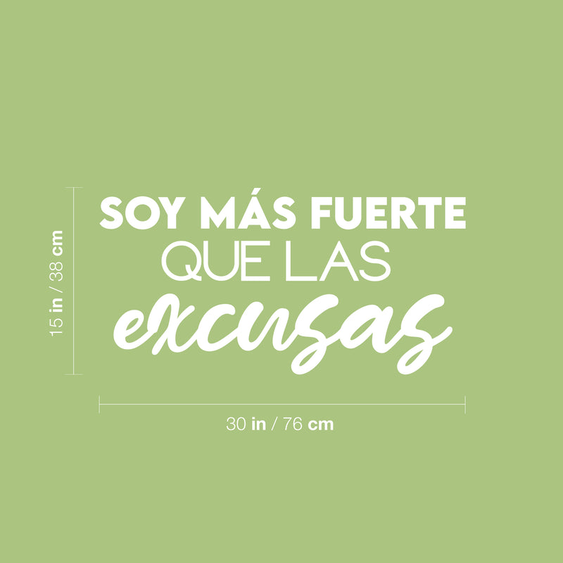 Vinyl Wall Art Decal - Soy Más Fuerte Que Las Excusas / I Am Stronger Than Excuses - 15"x 30"- Inspirational Modern Cute Positive Spanish Quote Sticker For Bedroom School Office Gym Fitness Decor 4