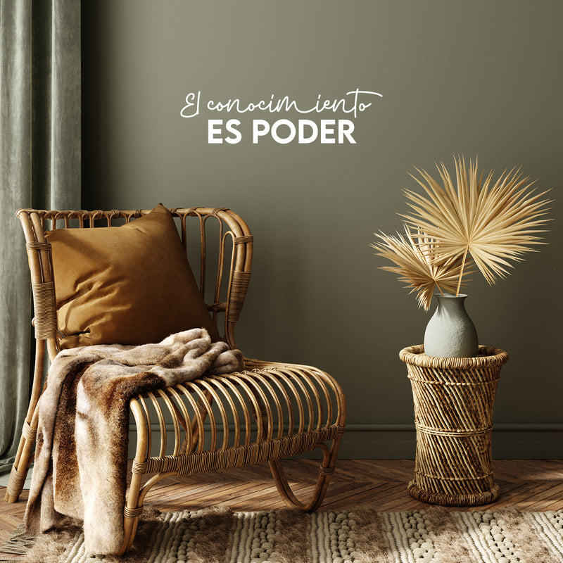 Vinyl Wall Art Decal - El Conocimiento Es Poder / Knowledge Is Power - 7" x 25" - Trendy Positive Inspiring Spanish Quote Sticker For Bedroom Living Room School Classroom Office Decor 3