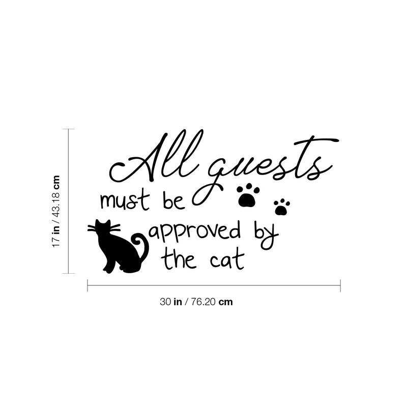 Vinyl Wall Art Decal - All Guests Must Be Approved By The Cat - Cat Paw Shape Trendy Inspirational Cute Funny Quote Sticker For Pet Lovers Family Home Living Room Decor 4