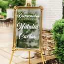Vinyl Art Decal - Bienvenidos A Nuestra Boda - 22" x 30" - Elegant Vertical Layout Personalized Wedding Greeting Couples Bride Groom Marriage For Reception Banquet Hall Patio Church Decor 2