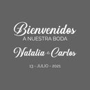 Vinyl Art Decal - Bienvenidos A Nuestra Boda - Elegant Horizontal Layout Personalized Wedding Greeting Couples Bride Groom For Reception Banquet Hall Patio Garden Decor 3