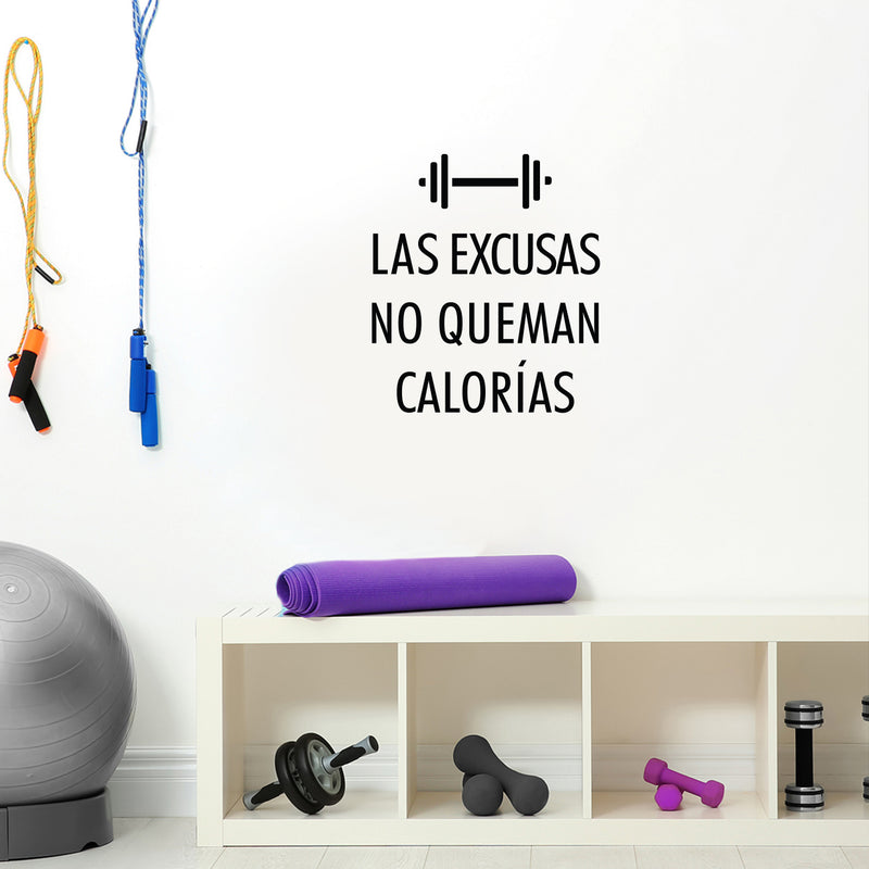 Vinyl Wall Art Decal - Las Excusas No Queman Calorias / Excuses Don't Burn Calories - 19" x 17" - Trendy Motivating Positive Lifestyle Spanish Quote Sticker For Bedroom Office Gym Fitness Decor 2