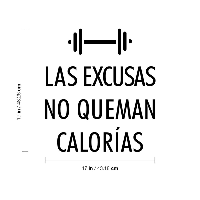 Vinyl Wall Art Decal - Las Excusas No Queman Calorias / Excuses Don't Burn Calories - Positive Lifestyle Spanish Quote Sticker For Bedroom Office Gym Fitness Decor 4