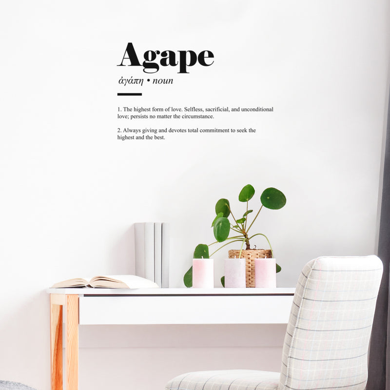 Vinyl Wall Art Decal - Agape Definition - Love Modern Inspirational Positive Quote Sticker For Family Home Bedroom Work Office Living Room Decor 2