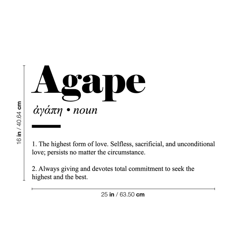 Vinyl Wall Art Decal - Agape Definition  - 16" x 25" - Love Modern Inspirational Positive Quote Sticker For Family Home Bedroom Work Office Living Room Decor 4