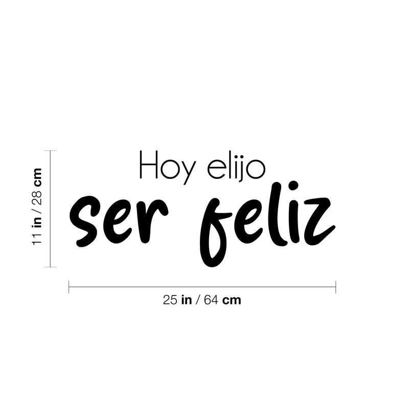 Vinyl Wall Art Decal - Hoy Elijo Ser Feliz / Today I Choose To Be Happy - Trendy Cute Inspirational Positive Spanish Quote Sticker For Bedroom Living Room Kids Room Decor 4