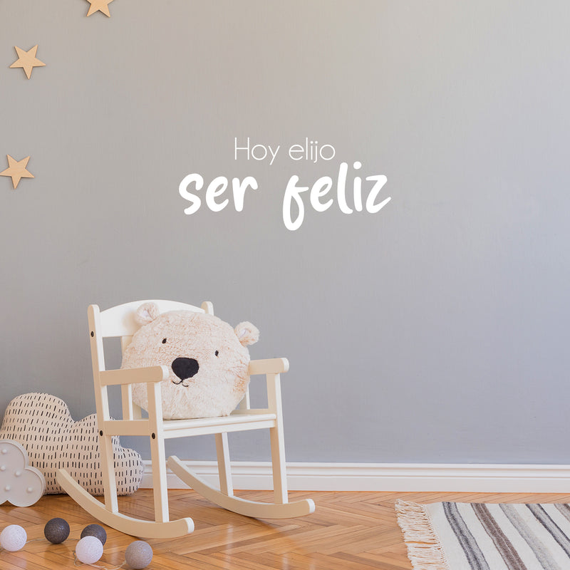 Vinyl Wall Art Decal - Hoy Elijo Ser Feliz / Today I Choose To Be Happy - Trendy Cute Inspirational Positive Spanish Quote Sticker For Bedroom Living Room Kids Room Decor 5