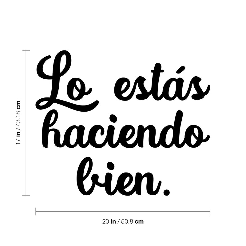 Vinyl Wall Art Decal - Lo Estas Haciendo Bien / You're Doing It Right - Modern Cute Motivational Optimistic Spanish Quote Sticker For Bedroom Living Room Office Decor 4