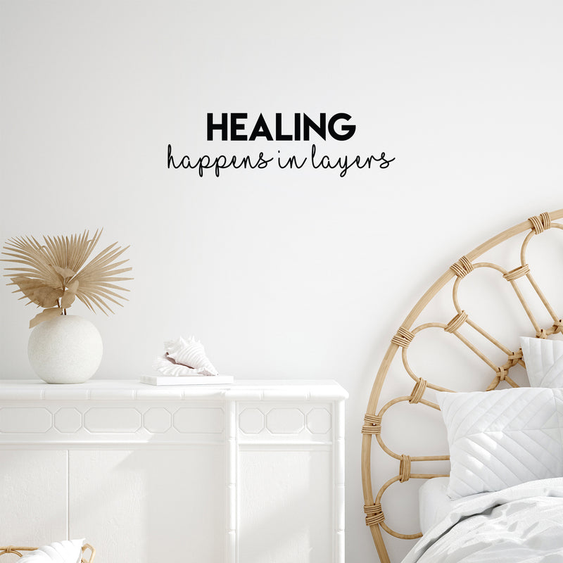 Vinyl Wall Art Decal - Healing Happens In Layers - 7" x 25" - Modern Inspirational Optimism Quote Sticker for Home Bedroom Living Room Makeup Mirror Therapist Office Decor 2