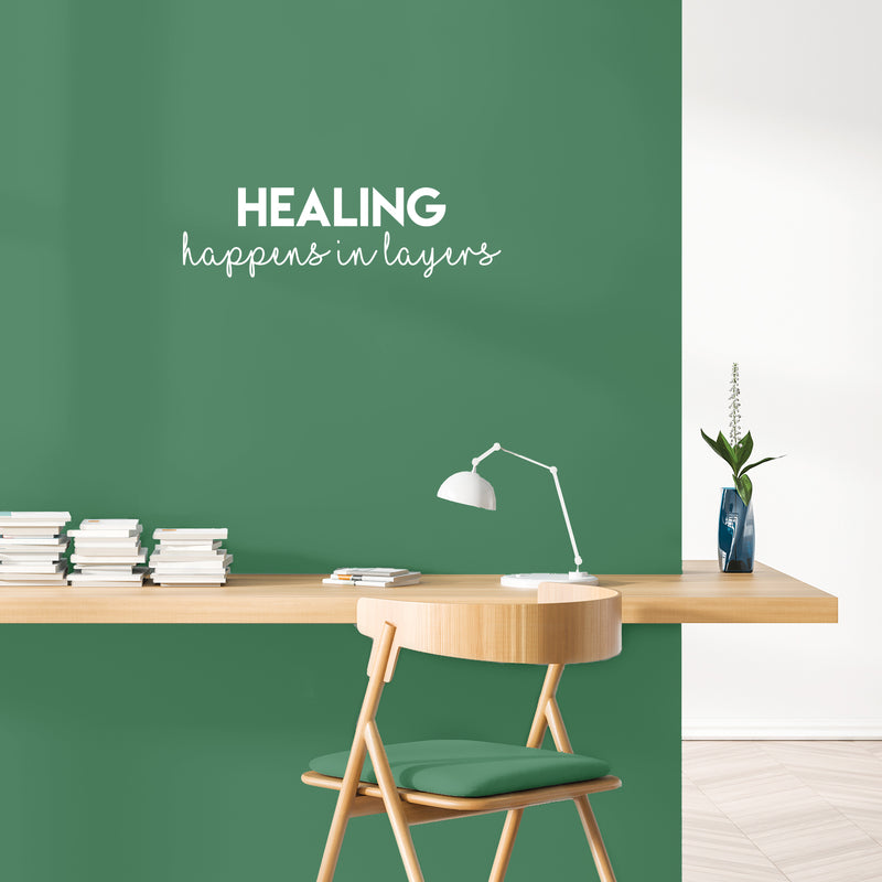 Vinyl Wall Art Decal - Healing Happens In Layers - 7" x 25" - Modern Inspirational Optimism Quote Sticker for Home Bedroom Living Room Makeup Mirror Therapist Office Decor 3