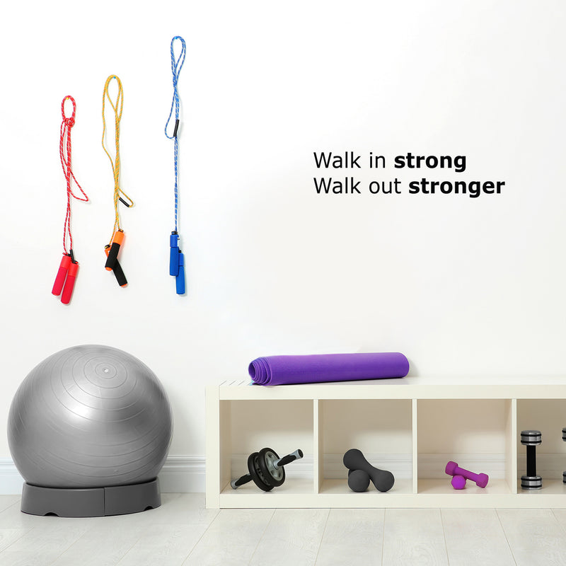 Vinyl Wall Art Decal - Walk In Strong Walk Out Stronger - Trendy Motivational Positive Healthy Lifestyle Quote Sticker For Gym Yoga Fitness Wellness Center Fitness Decor 2