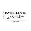 Vinyl Wall Art Decal - Invierte En Ti; Sin Culpa / Invest In You; Without Guilt - 8.5"x 25" - Trendy Positive Spanish Quote Sticker For Bedroom Closet Living Room Office Decor 4