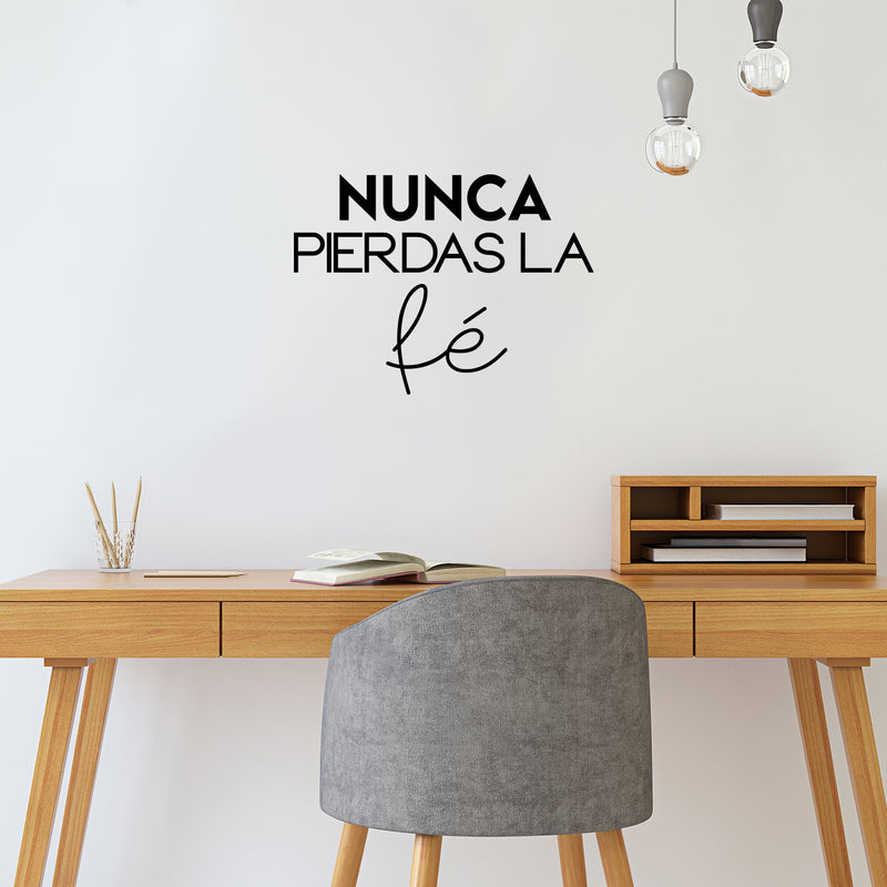 Vinyl Wall Art Decal - Nunca Pierdas La Fe / Never Lose Faith - 16" x 22" - Trendy Cute Spiritual Spanish Quote Sticker For Home Bedroom Closet Living Room Playroom Decor 3