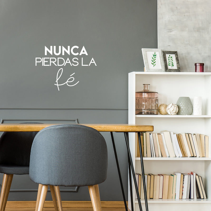 Vinyl Wall Art Decal - Nunca Pierdas La Fe / Never Lose Faith - Trendy Cute Spiritual Spanish Quote Sticker For Home Bedroom Closet Living Room Playroom Decor 5