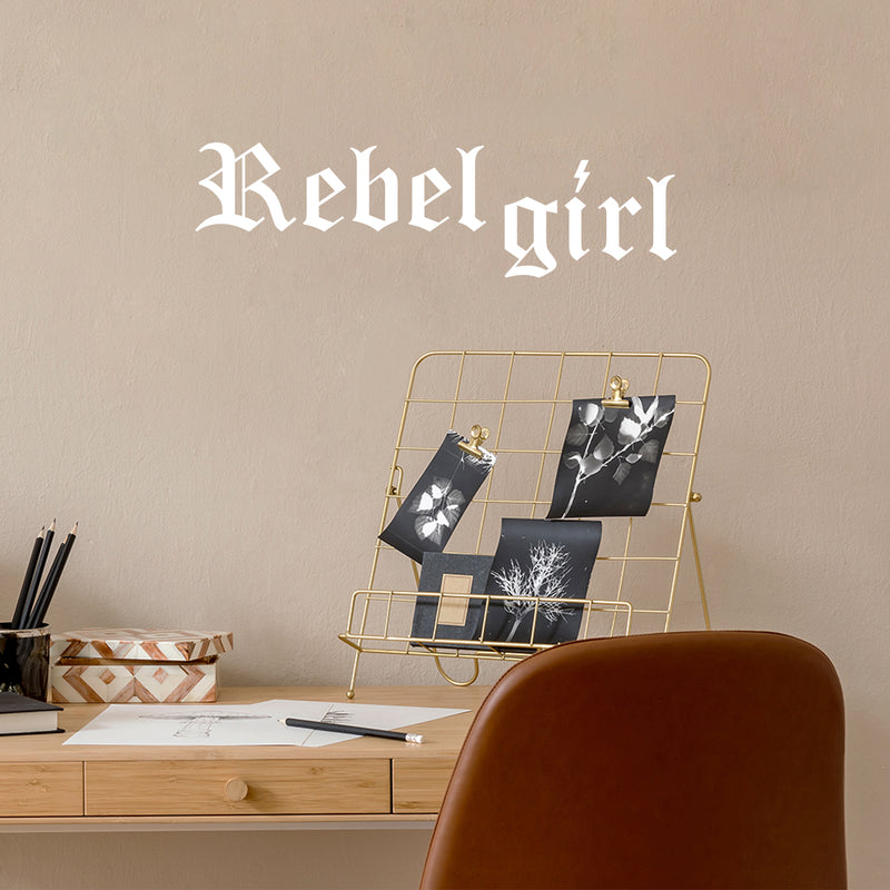 Vinyl Wall Art Decal - Rebel Girl - 7" x 25" - Trendy Inspirational Quote Sticker For Girls Home School Office Living Room Teen Room Bedroom Makeup Mirror Decor 2