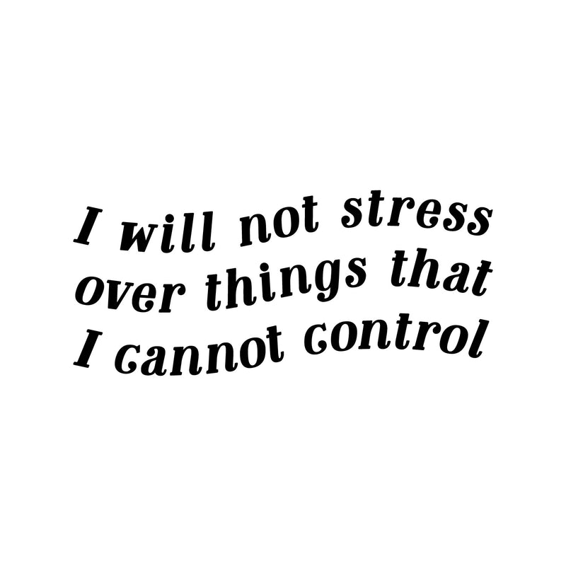 Vinyl Wall Art Decal - I Will Not Stress Over Things That I Cannot Control - 10" x 23" - Modern Inspirational Positive Self Love Quote Sticker For Home School Office Bedroom Closet Living Room Decor 1