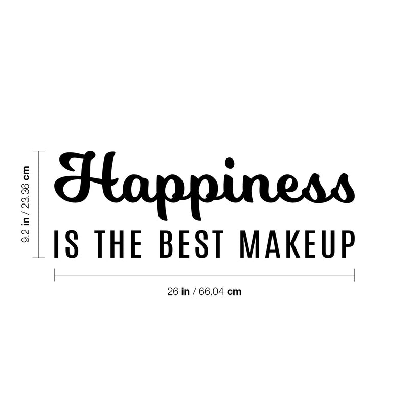 Vinyl Wall Art Decal - Happiness Is The Best Makeup - 4" x 20" - Modern Inspirational Positive Quote Sticker For Home Bedroom Bathroom Mirror Living Room Spa Decor 4