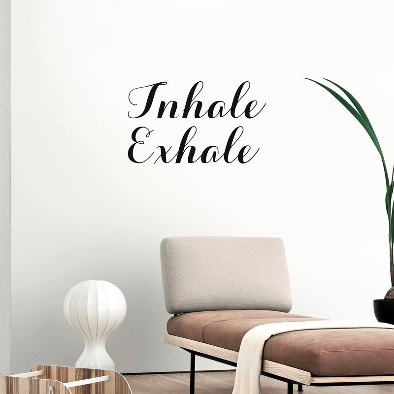 Vinyl Wall Art Decal - Inhale Exhale - 15" x 25" - Modern Inspirational Optimism Quote Sticker for Home Bedroom Living Room Makeup Mirror Therapist Office Decor 2