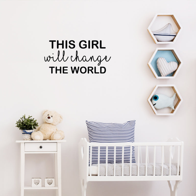 Vinyl Wall Art Decal - This Girl Will Change The World - 12.5" x 25" - Trendy Inspirational Quote Sticker For Woman Home School Work Office Girls Bedroom Living Room Decor 2