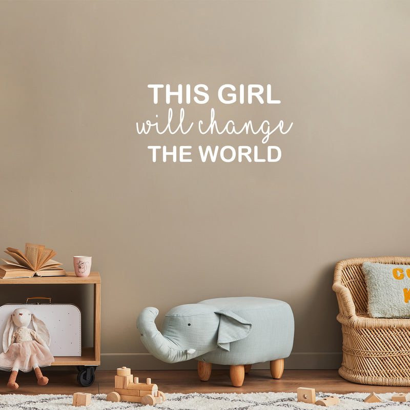 Vinyl Wall Art Decal - This Girl Will Change The World - 12.5" x 25" - Trendy Inspirational Quote Sticker For Woman Home School Work Office Girls Bedroom Living Room Decor 3